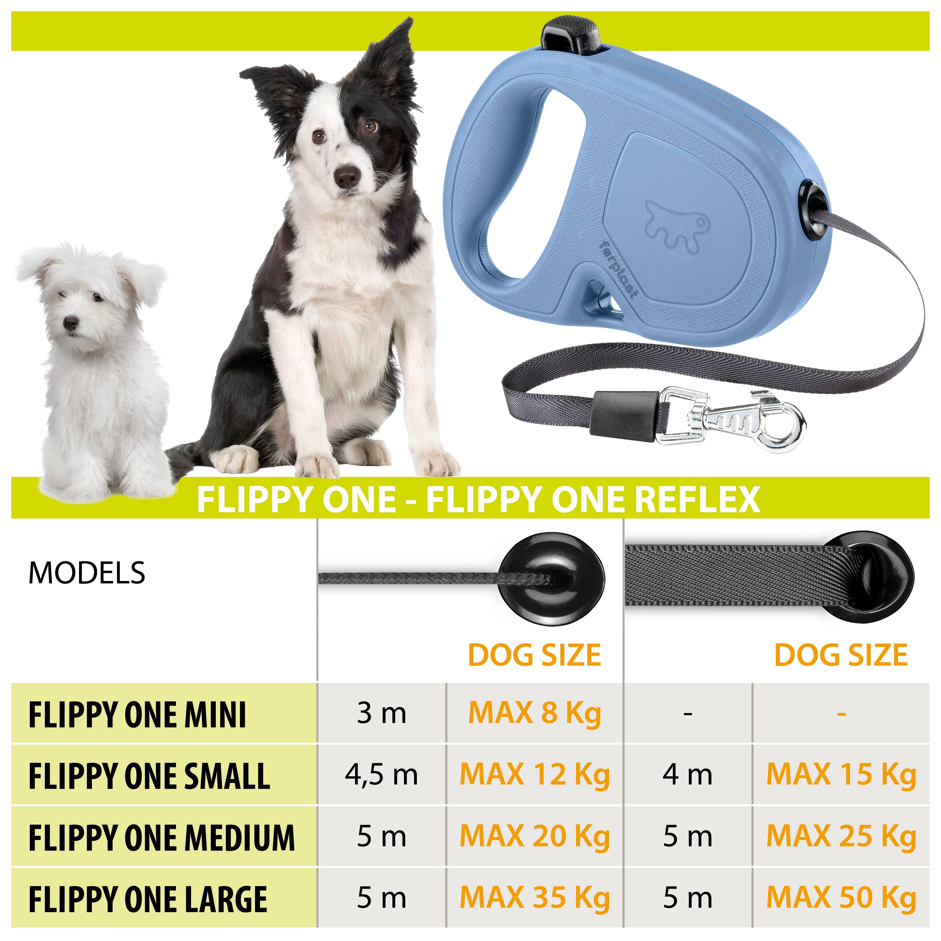 Ferplast - Ferplast Laisse Chien Enrouleur FLIPPY ONE, Laisse pour Grands Chiens jusqu'à 50 Kg. Sangle Extensible max 5 m. Bouton unique pour verrouiller et - Image 2