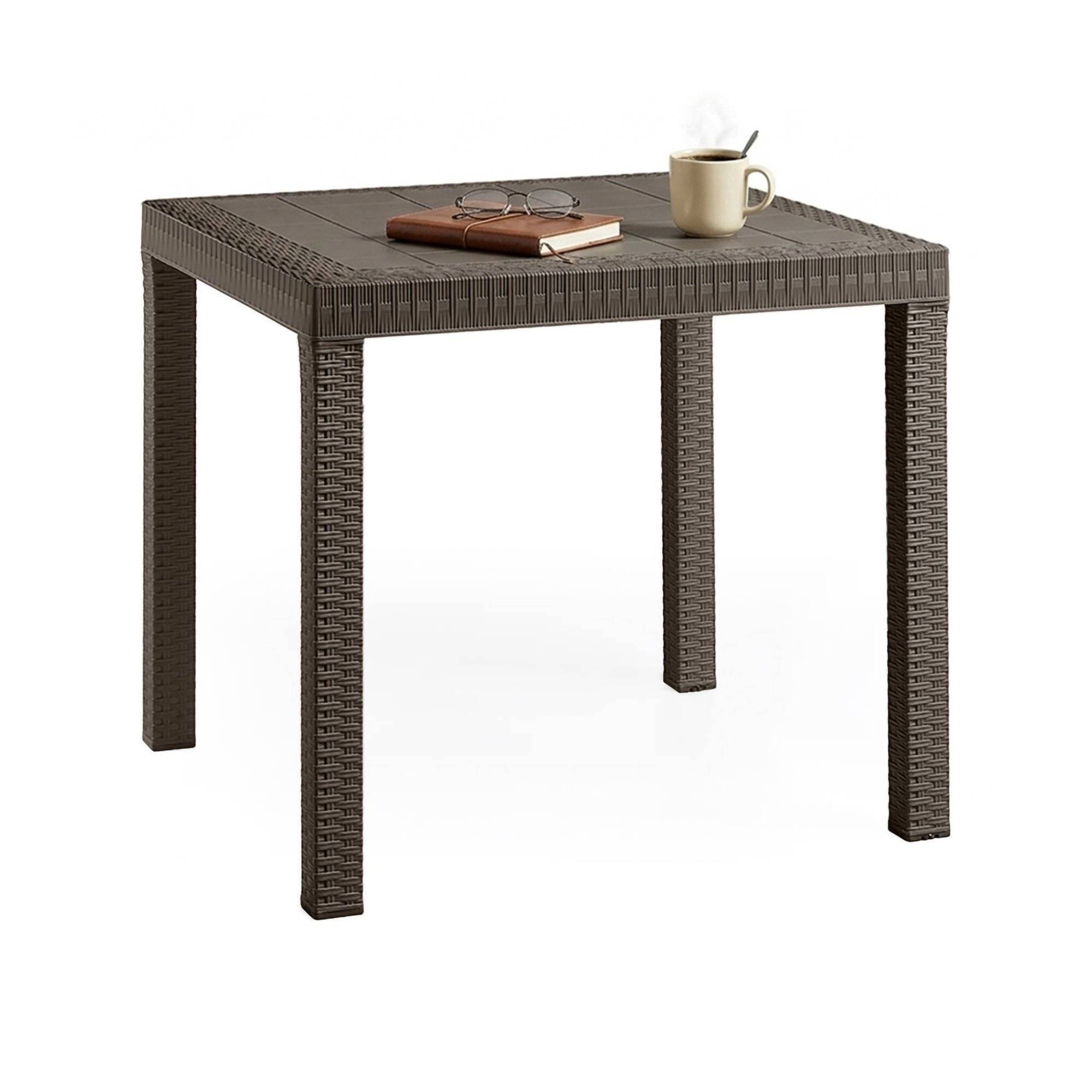 Dmora - Table d'extérieur Marte, Base pique-nique, Table de jardin, Table d'extérieur polyvalent, Made in Italy, 80x80 h74 cm, Marron - Image 1