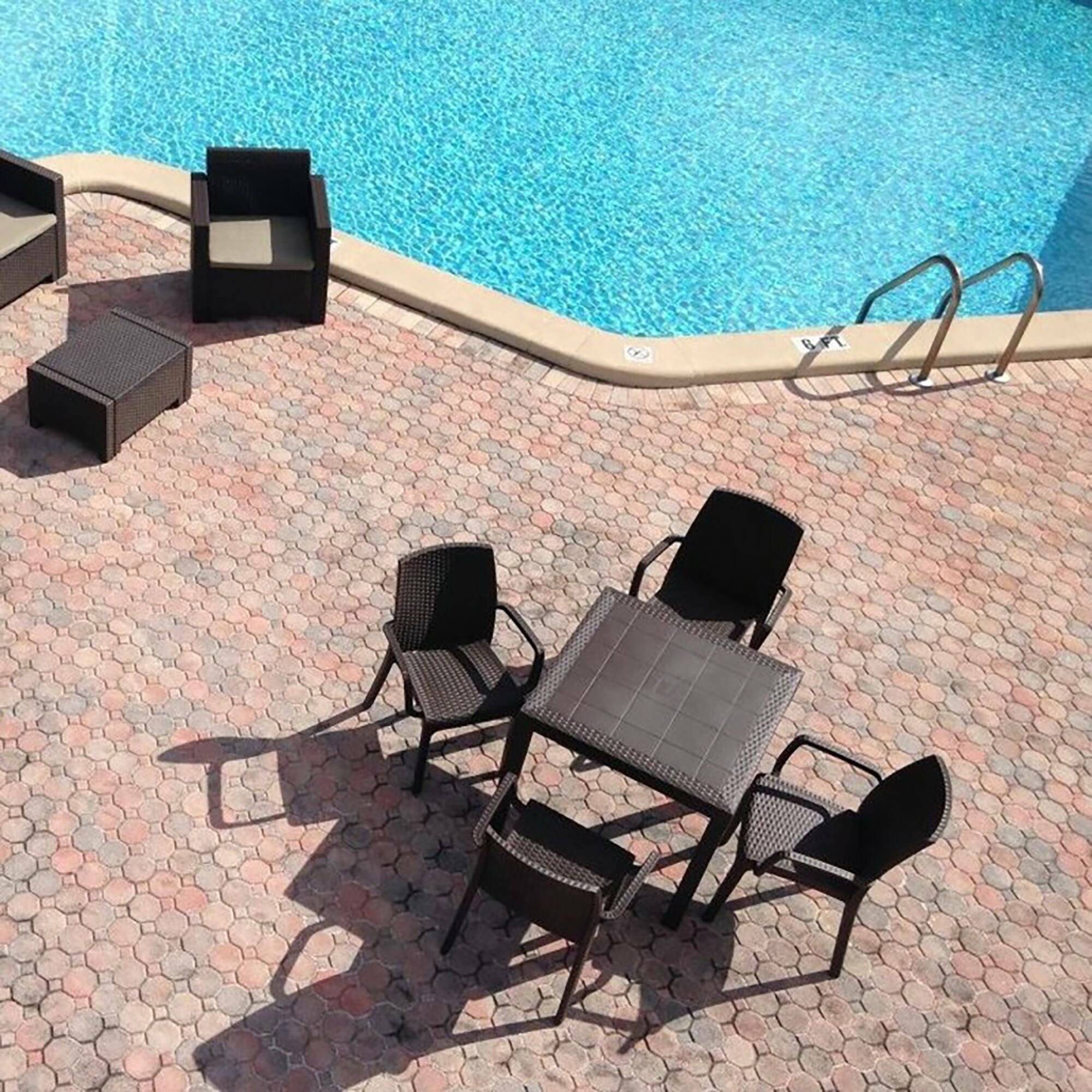 Dmora - Table d'extérieur Marte, Base pique-nique, Table de jardin, Table d'extérieur polyvalent, Made in Italy, 80x80 h74 cm, Marron - Image 5
