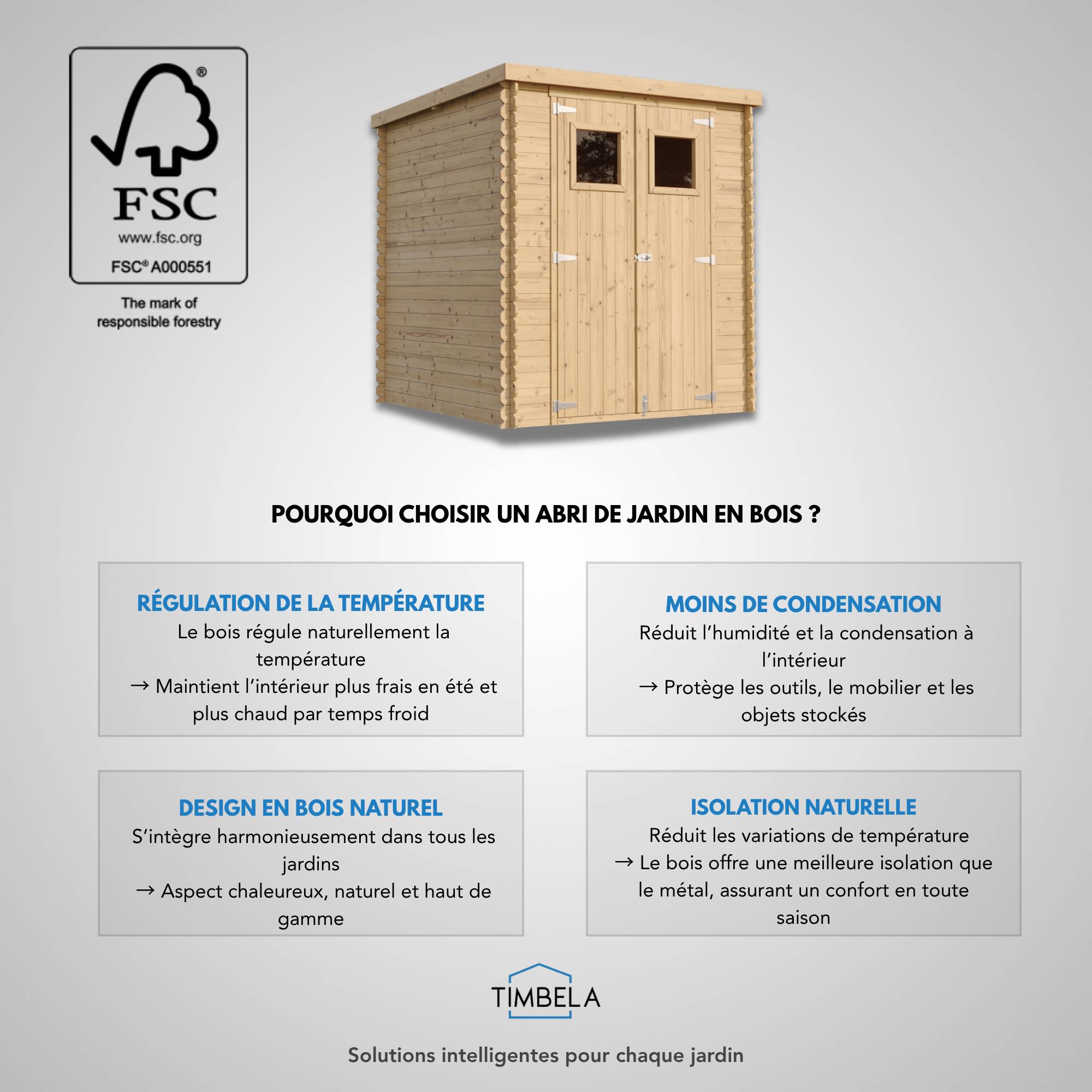 Timbela - Abri de jardin en bois l204xL204xH200 cm / 3.53 m² avec sol traité - Petit abri à outils, Local à vélos - 19 mm d’épaisseur - Timbela M309+M309G - Image 8