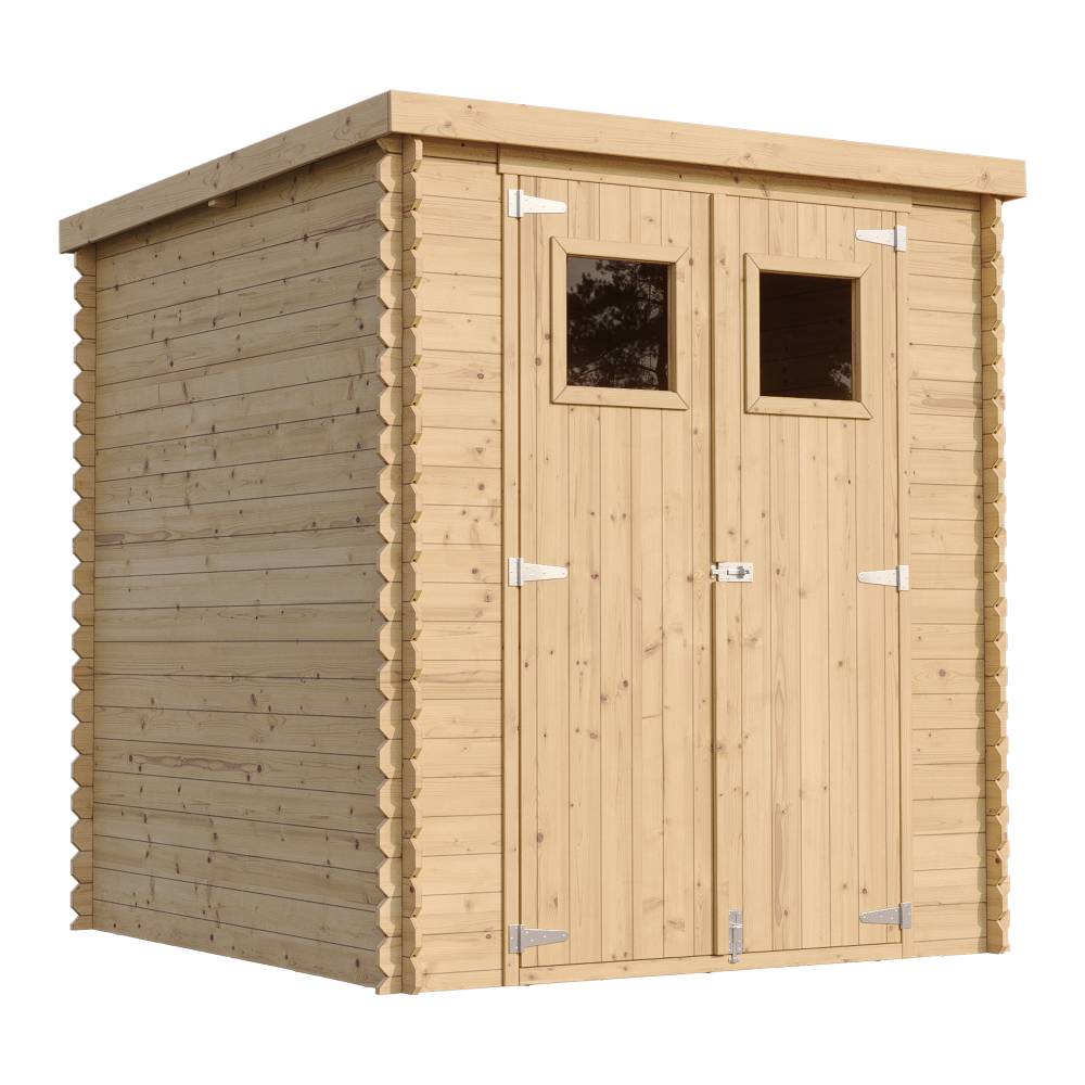 Timbela - Abri de jardin en bois l204xL204xH200 cm / 3.53 m² avec sol traité - Petit abri à outils, Local à vélos - 19 mm d’épaisseur - Timbela M309+M309G - Image 4