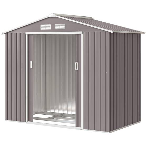 Abri de jardin 213x130x185 cm remise métallique extérieure outils gris - Image 2