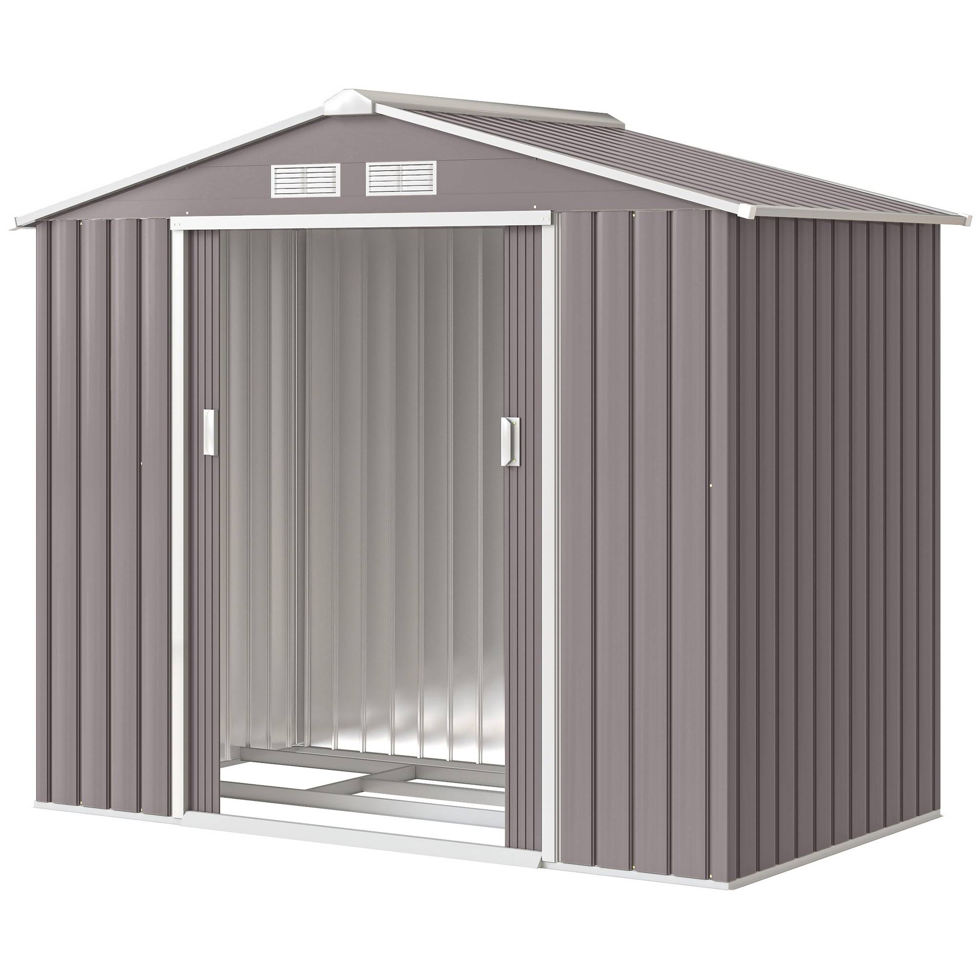 Abri de jardin 213x130x185 cm remise métallique extérieure outils gris - Image 2