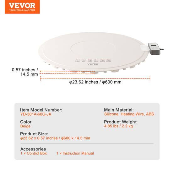VEVOR Chauffe-plat électrique silicone, 60cm, 4 réglages, buffet. - Image 7