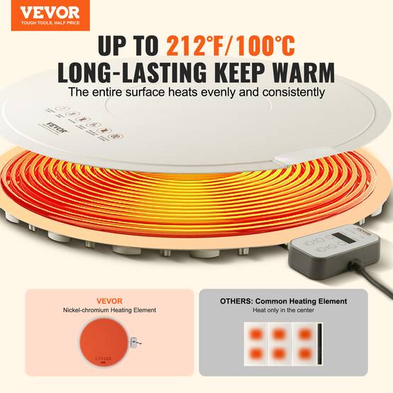 VEVOR Chauffe-plat électrique silicone, 60cm, 4 réglages, buffet. - Image 2