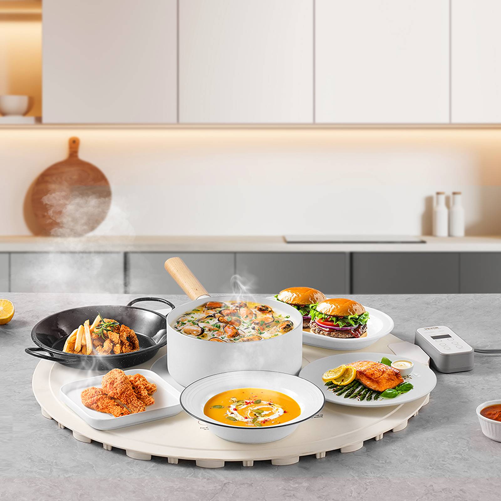 VEVOR Chauffe-plat électrique silicone, 60cm, 4 réglages, buffet. - Image 8