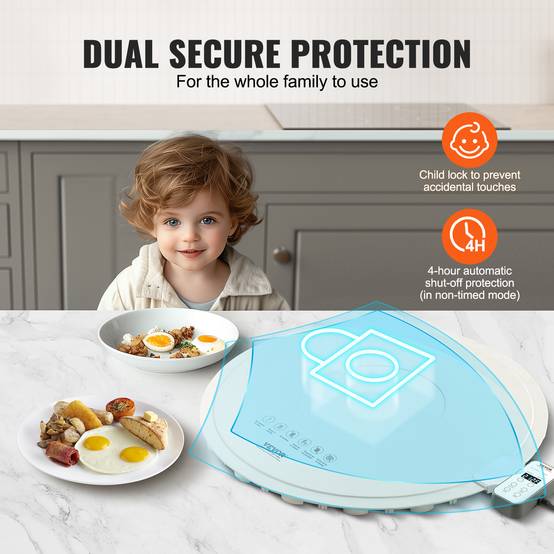 VEVOR Chauffe-plat électrique silicone, 60cm, 4 réglages, buffet. - Image 5