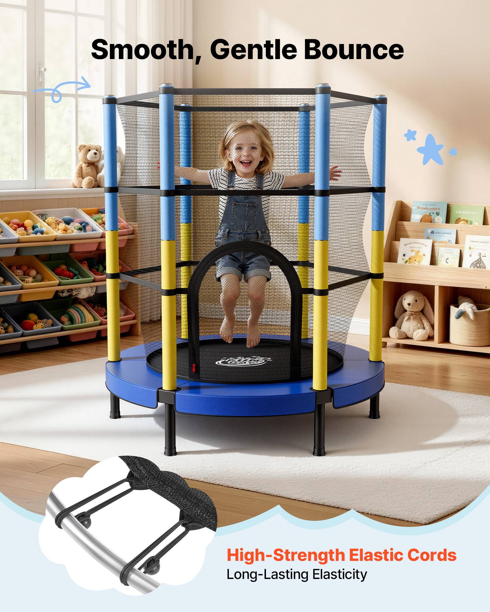 Vevor - VEVOR Trampoline enfants Ø140 cm avec filet de sécurité, cadre galvanisé, montage facile, intérieur et extérieur, capacité 60 kg. - Image 3