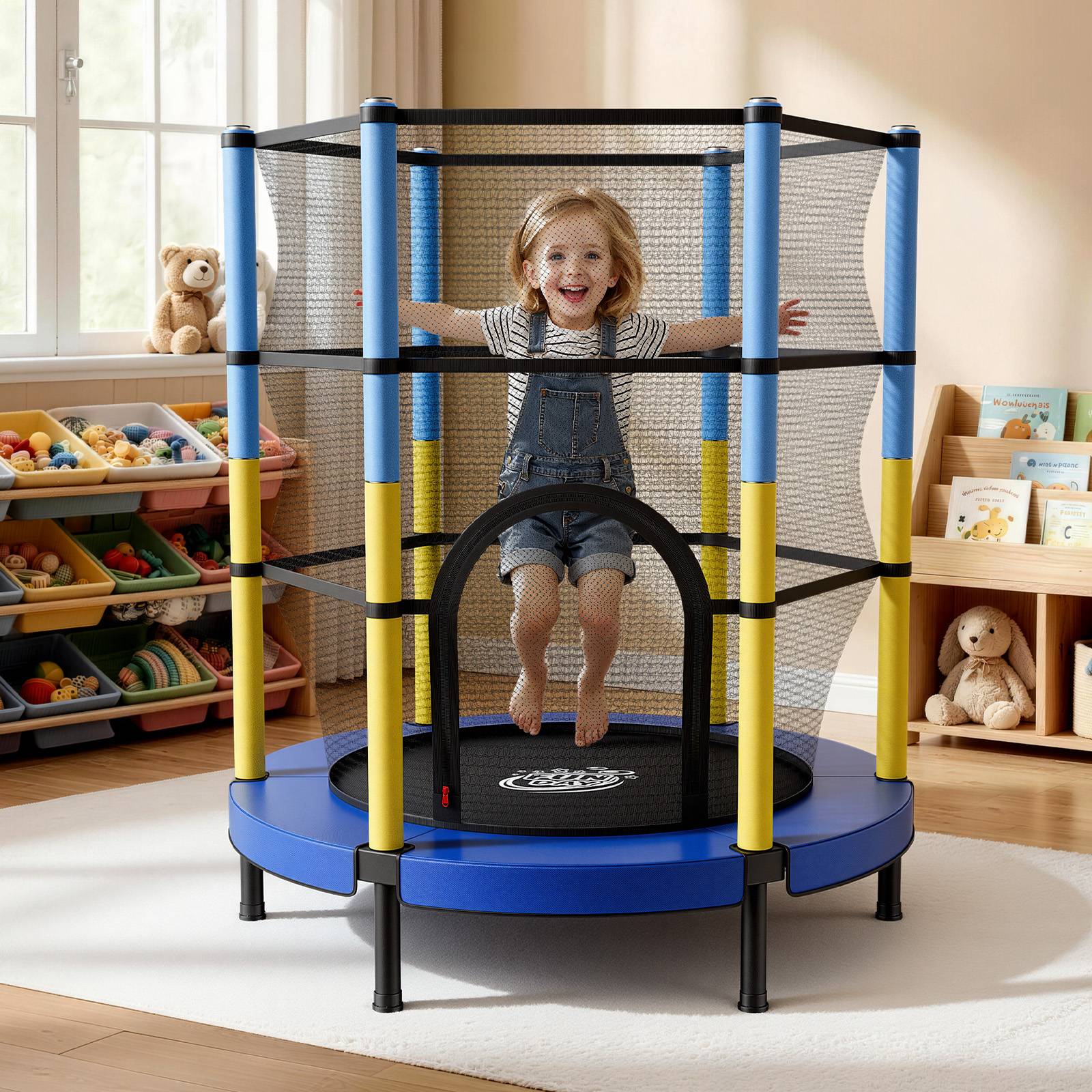 Vevor - VEVOR Trampoline enfants Ø140 cm avec filet de sécurité, cadre galvanisé, montage facile, intérieur et extérieur, capacité 60 kg. - Image 8
