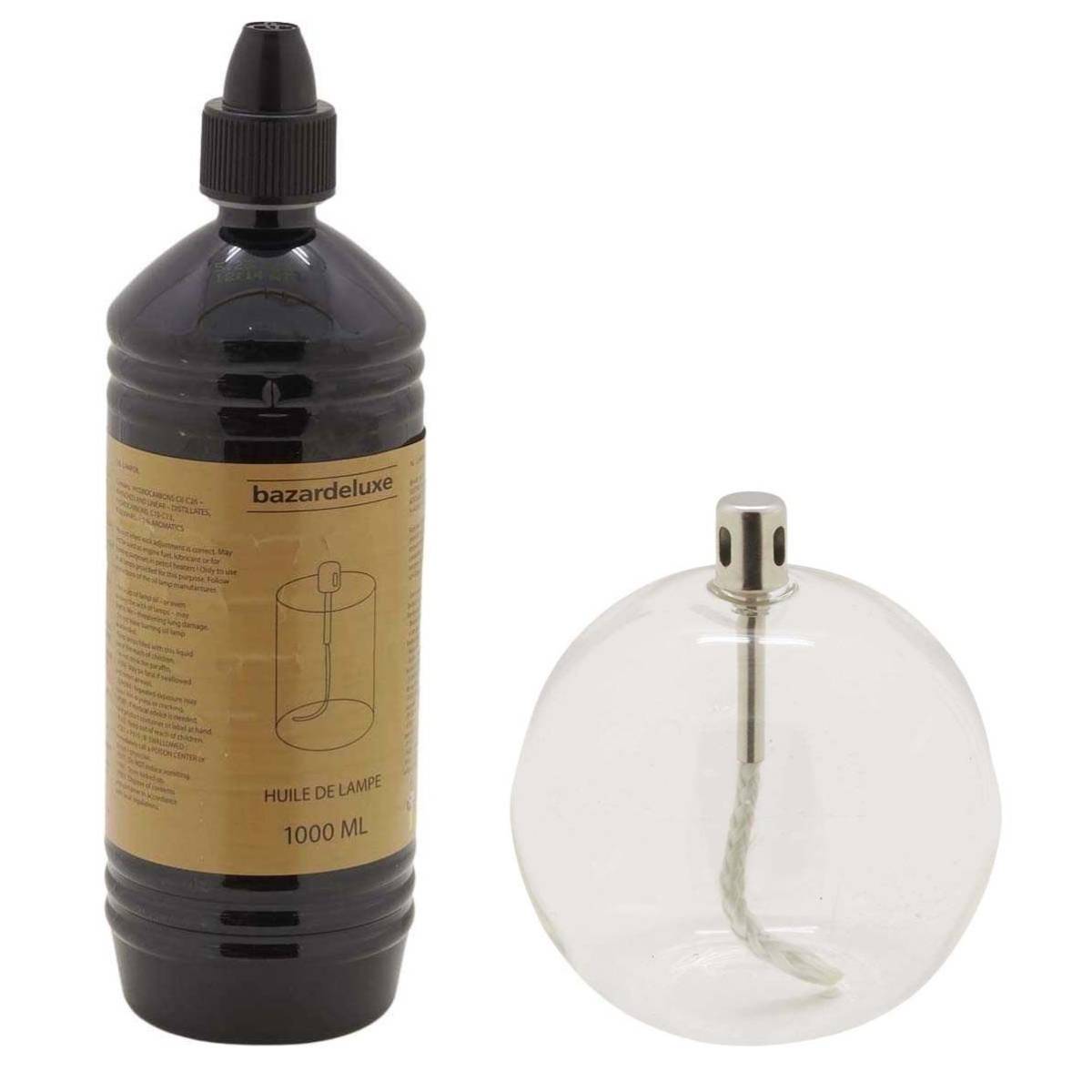Bazardeluxe - Ensemble lampe à huile en verre Sphere avec huile de paraffine 11 x 12 cm - Image 1