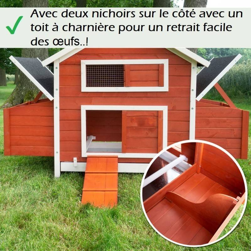 Poulailler en bois pour jardin extérieure Cage Canard avec Nichoir Modèle: 158 Betty rouge 171 x 90 x 113 cm SANS extension - Image 1