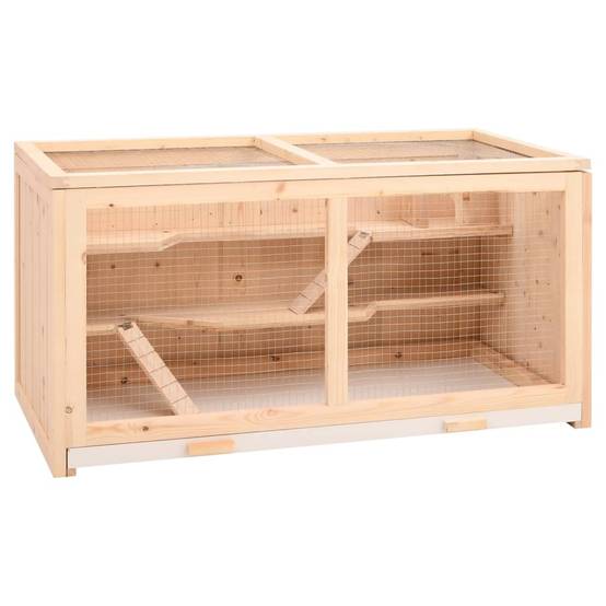 Cage à hamster en bois de sapin 90 cm avec plateau de nettoyage – ComfortXL Outdoor Living - Image 1