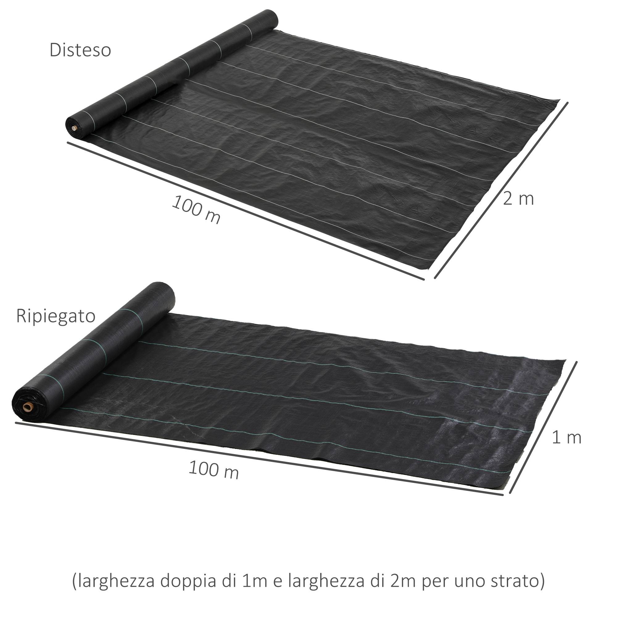 ComfortXL - Toile de paillage en polypropylène noir 2 x 100 m 60 g/m² pour jardin et potager contre les mauvaises herbes - Image 3