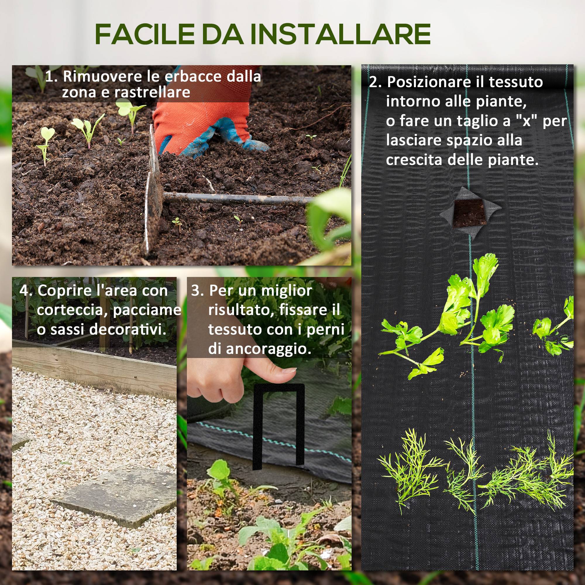 ComfortXL - Toile de paillage en polypropylène noir 2 x 100 m 60 g/m² pour jardin et potager contre les mauvaises herbes - Image 5