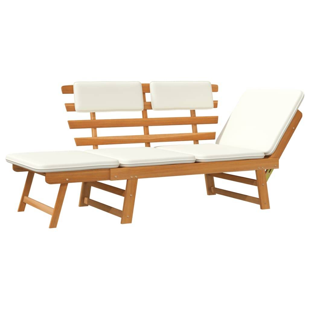 Helloshop26 - Banc de jardin 190 meuble de patio d'extérieur terrasse avec coussins 2-en-1 cm bois d'acacia massif - Image 3
