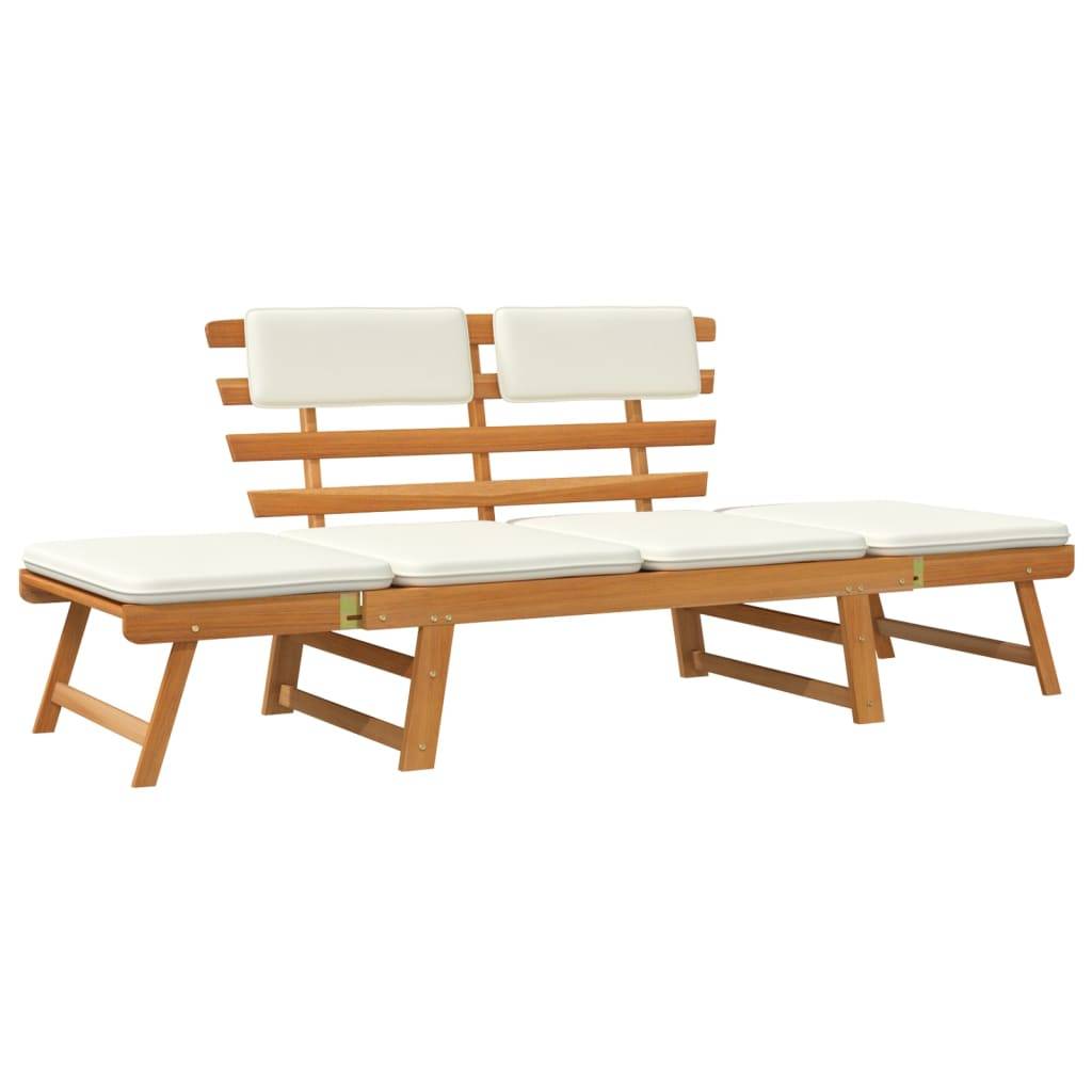 Helloshop26 - Banc de jardin 190 meuble de patio d'extérieur terrasse avec coussins 2-en-1 cm bois d'acacia massif - Image 1