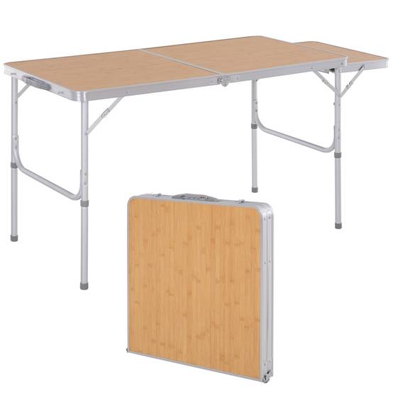 Table de Camping Pliante avec Rallonge Rabattable, Cadre Aluminium, Hauteur Réglable, 30 kg, 153 x 60 x 39/71 cm - Image 2