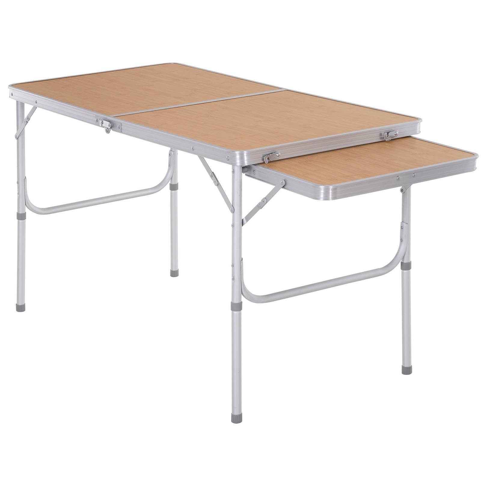 Table de Camping Pliante avec Rallonge Rabattable, Cadre Aluminium, Hauteur Réglable, 30 kg, 153 x 60 x 39/71 cm - Image 1