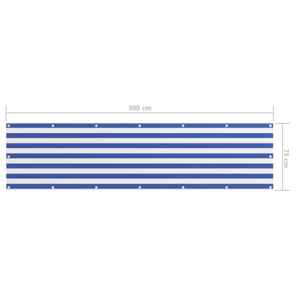 Helloshop26 - Écran de balcon brise pare vue protection confidentialité 75 x 300 cm tissu oxford blanc et bleu - Image 5