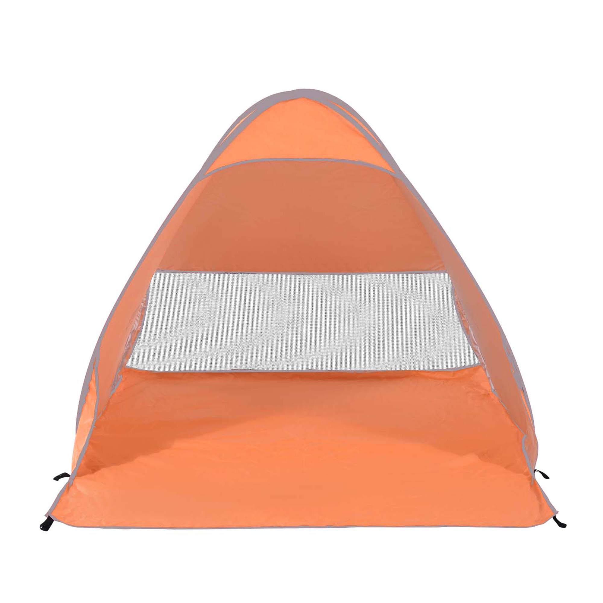 Tente de plage pliable 2 à 3 personnes orange fenêtres et protection UV 200 x 150 x 119 cm, bord de mer - Image 2