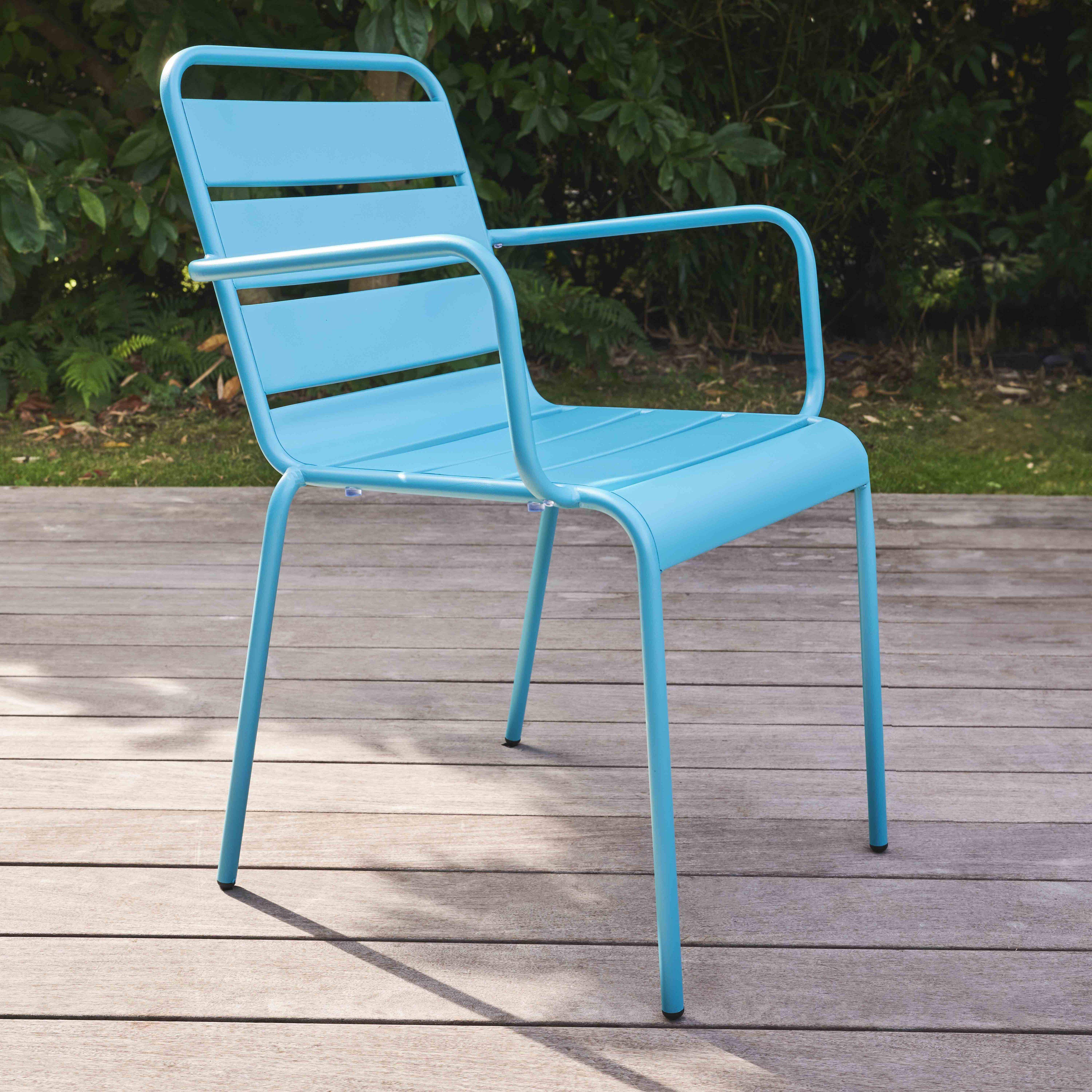 Oviala - Fauteuil de jardin en métal bleu Palavas - Oviala - Image 2