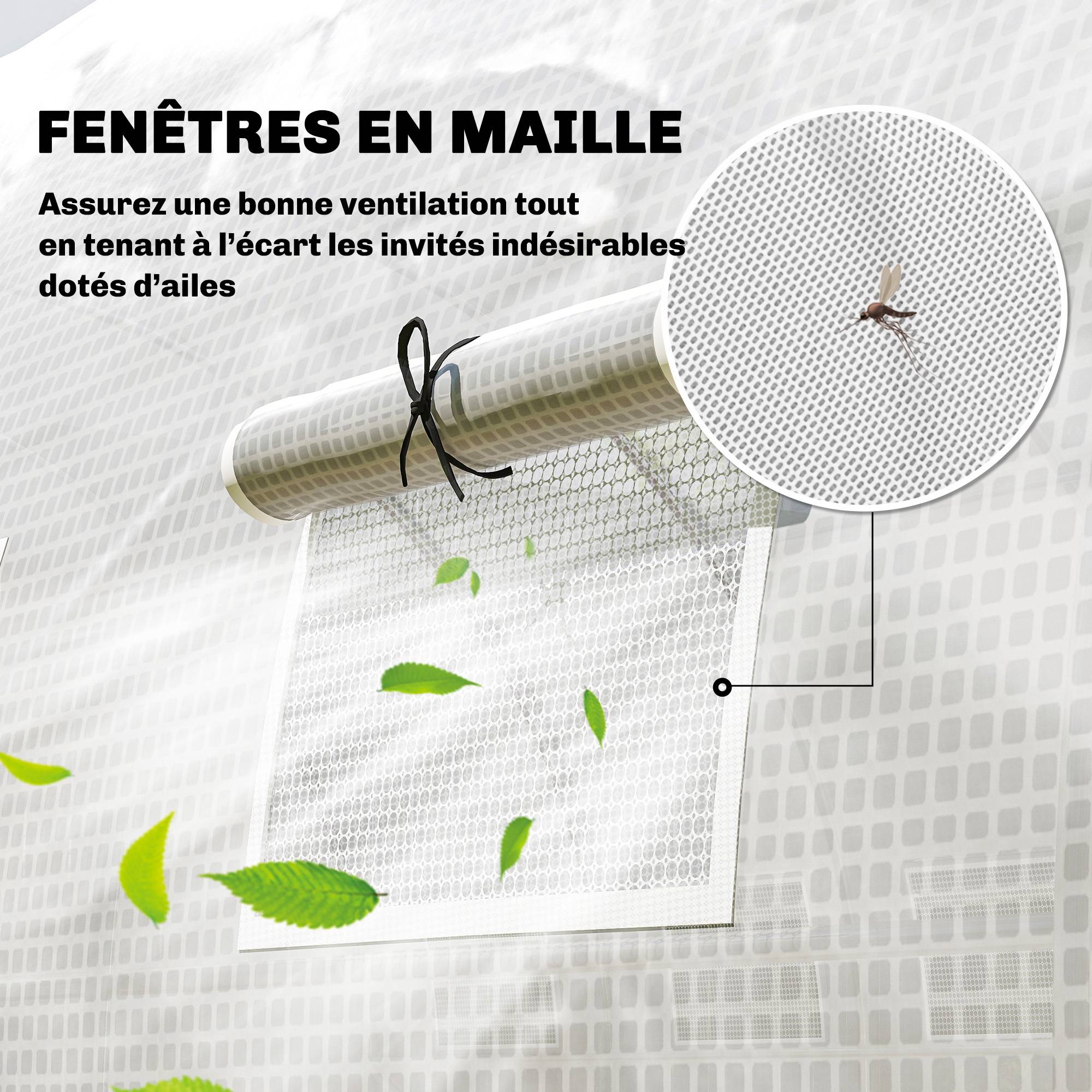 Serre Tunnel de Jardin 24 m² 8 x 3 x 2 m, Acier Galvanisé, Bâche PE, Porte et 16 Fenêtres - Image 8