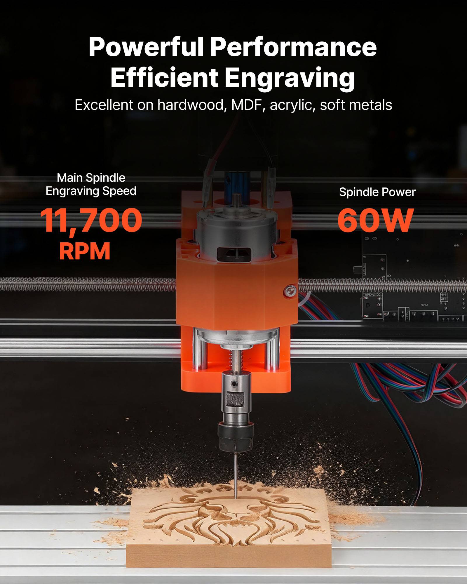 Vevor - VEVOR Routeur CNC 3 axes, broche 60 W 11 700 tr/min, zone 300x180x40 mm extensible, alliage d’aluminium, compatible GRBL f1.1. - Image 2