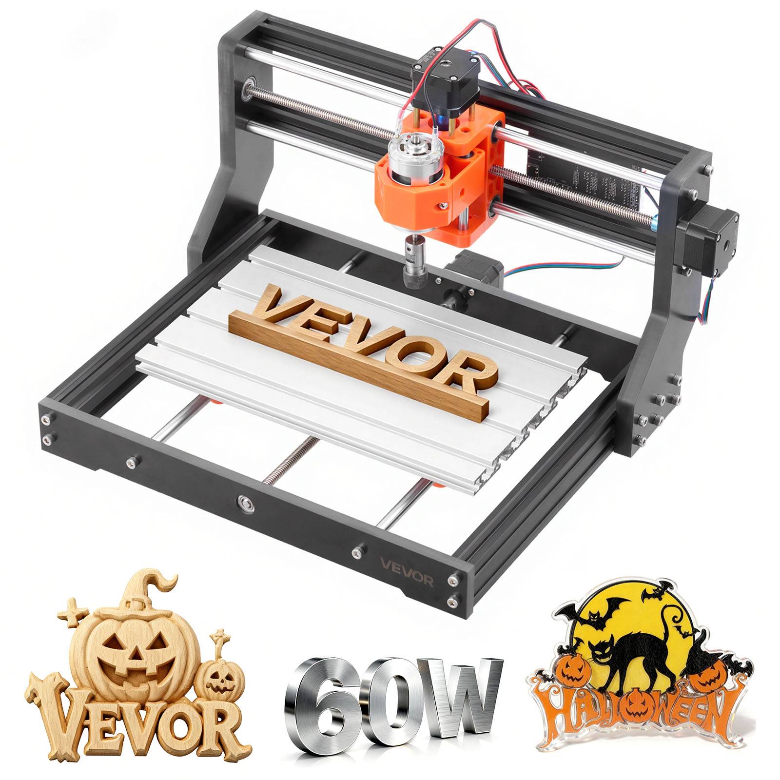 Vevor - VEVOR Routeur CNC 3 axes, broche 60 W 11 700 tr/min, zone 300x180x40 mm extensible, alliage d’aluminium, compatible GRBL f1.1. - Image 1