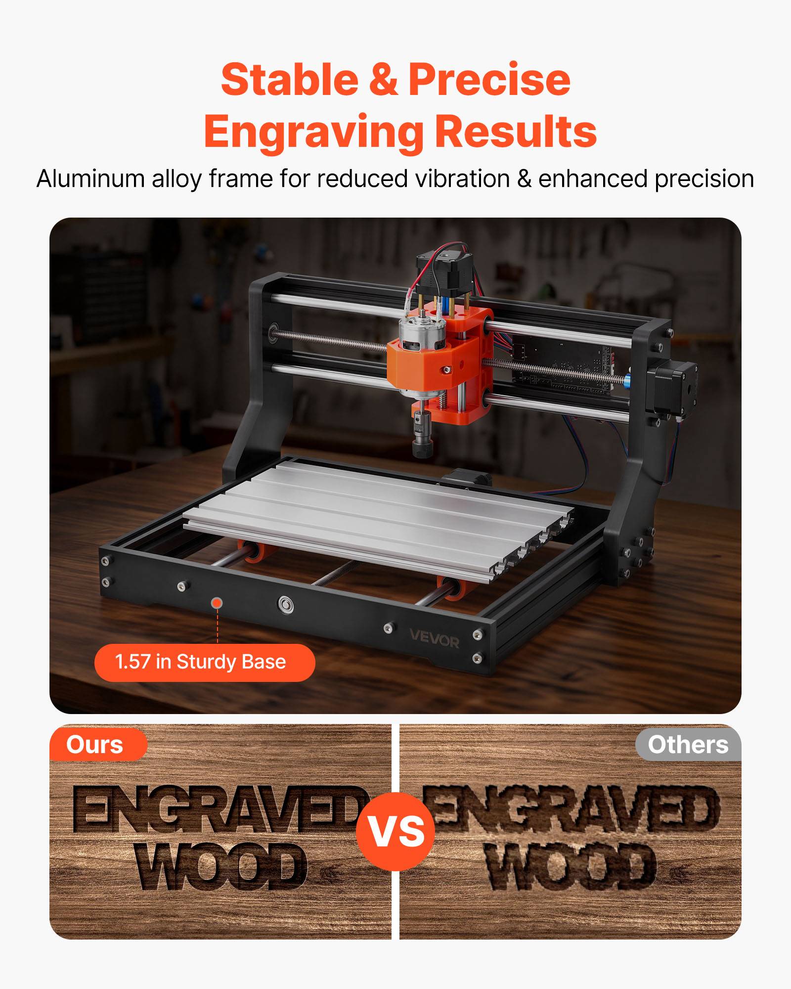 Vevor - VEVOR Routeur CNC 3 axes, broche 60 W 11 700 tr/min, zone 300x180x40 mm extensible, alliage d’aluminium, compatible GRBL f1.1. - Image 3