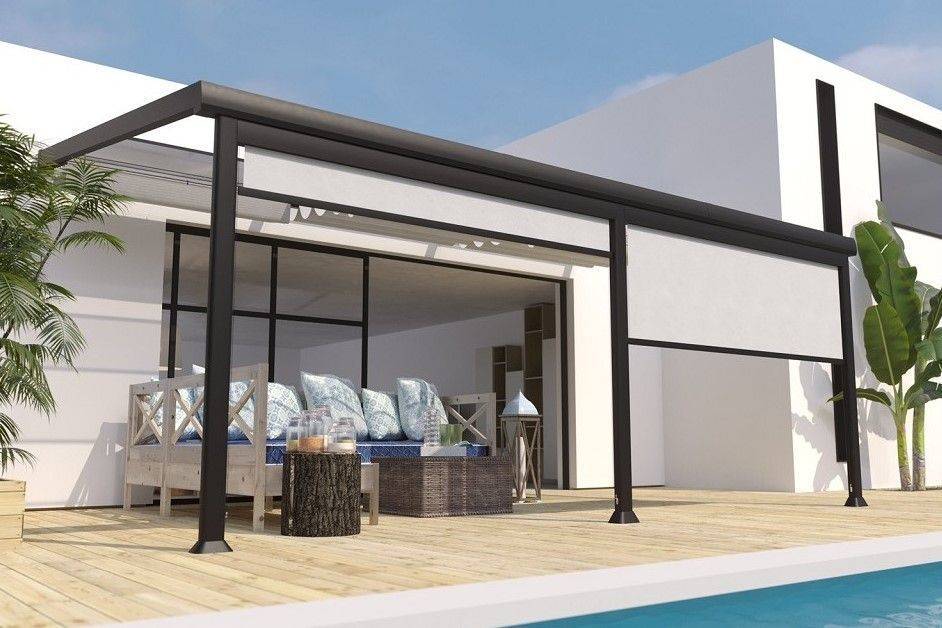 Couleurs du monde - Pergola adossée alu 3,5×6 m avec panneaux coulissants en polycarbonate – Couleurs du Monde - Image 2