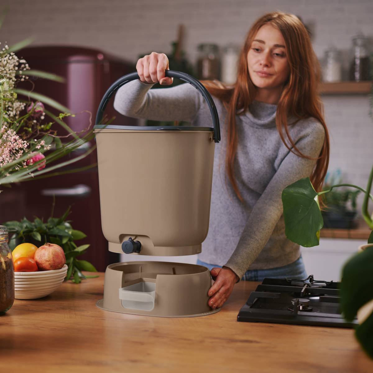 Composteur Bokashi Essential 15,3L +1Kg Brain+Base-Capuccino - Image 4