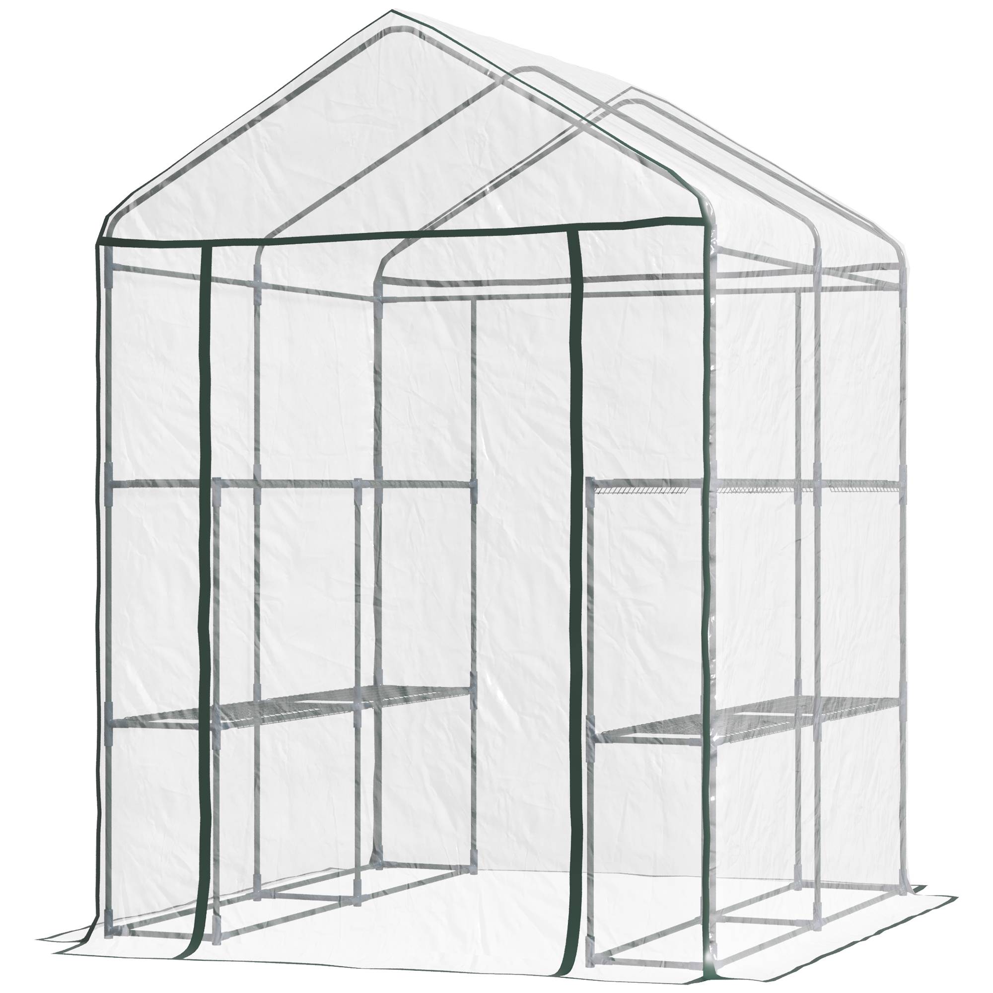 Serre extérieure PVC transparent, balcon avec étagères, 1,43 x 1,43 x 1,95 m - Image 2