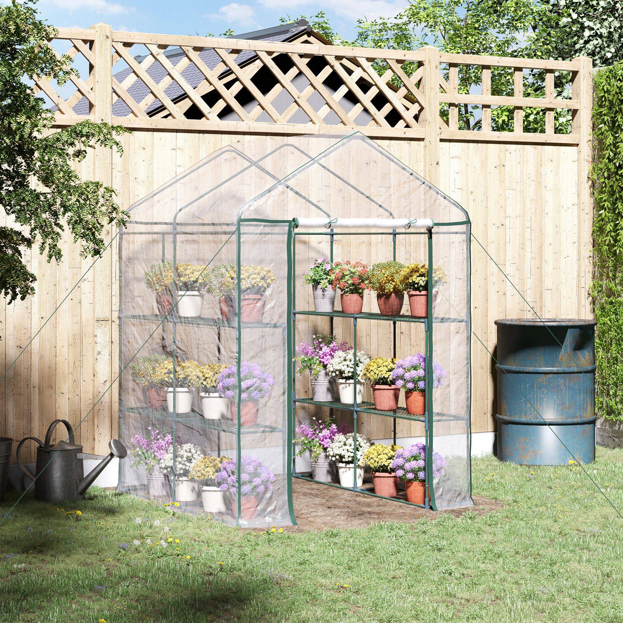 Serre extérieure PVC transparent, balcon avec étagères, 1,43 x 1,43 x 1,95 m - Image 4