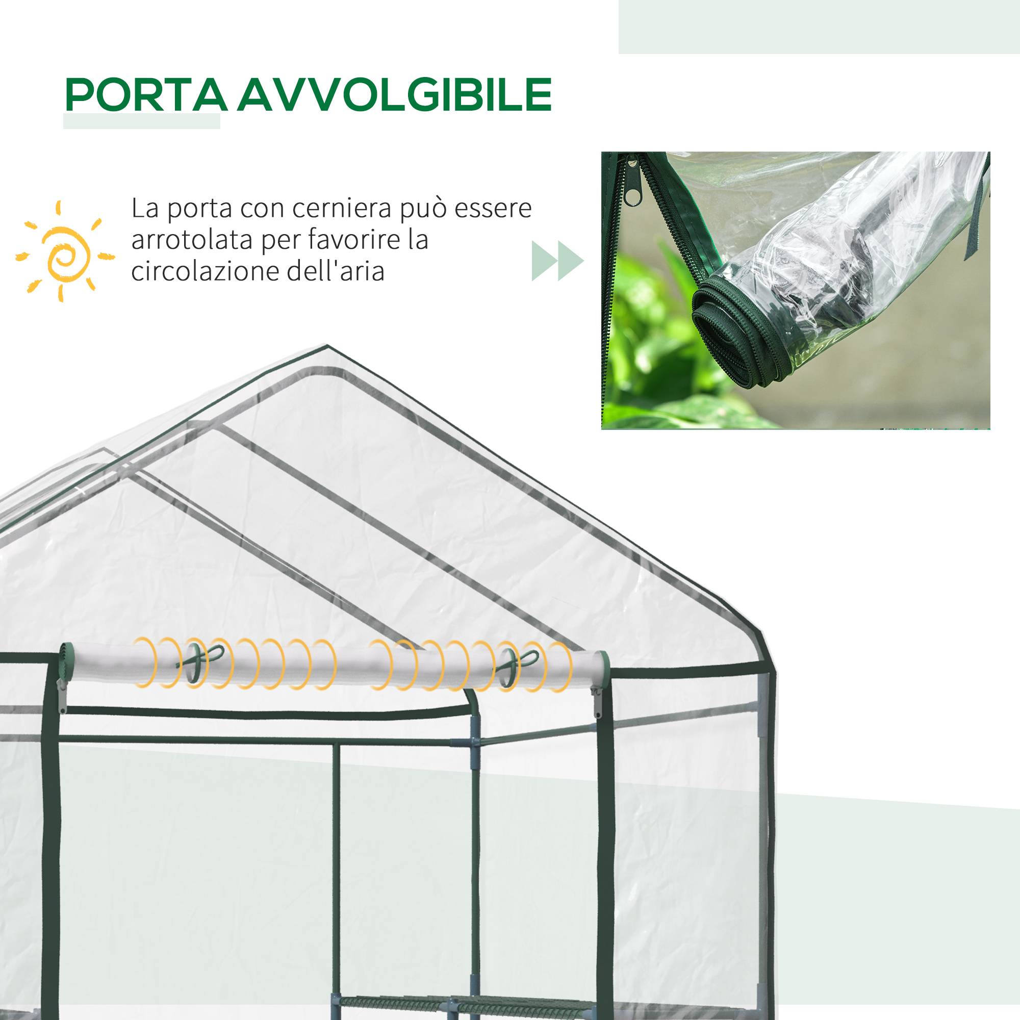 Serre extérieure PVC transparent, balcon avec étagères, 1,43 x 1,43 x 1,95 m - Image 8