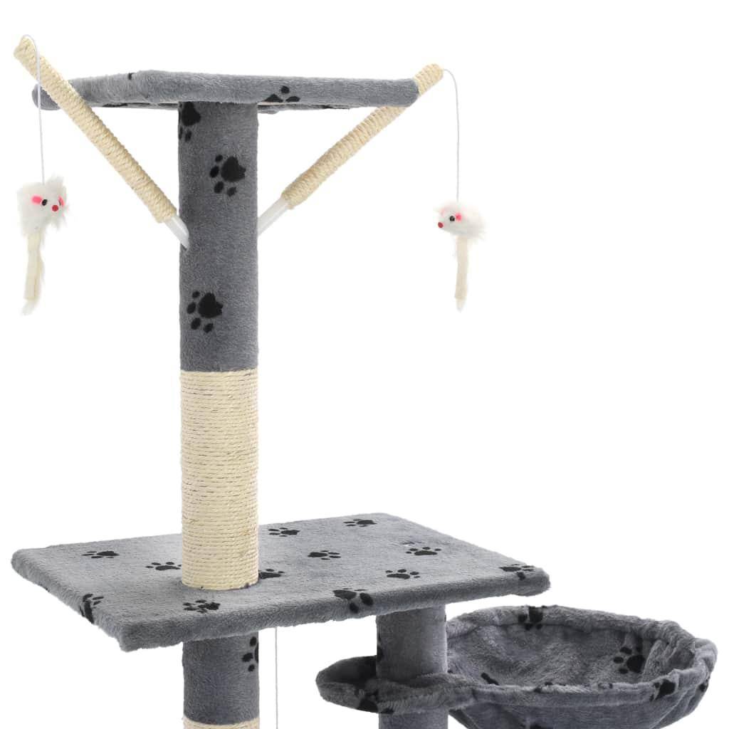 Helloshop26 - Arbre à chat griffoir grattoir niche jouet animaux peluché 230-250 cm empreintes de pattes gris - Image 5
