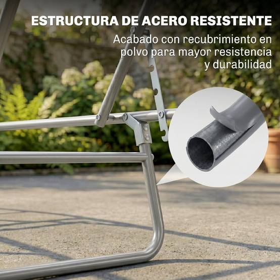 Transat pliant de jardin avec auvent et dossier inclinable pour jardin, terrasse, camping, 187 x 58 x 36 cm, gris - Image 10