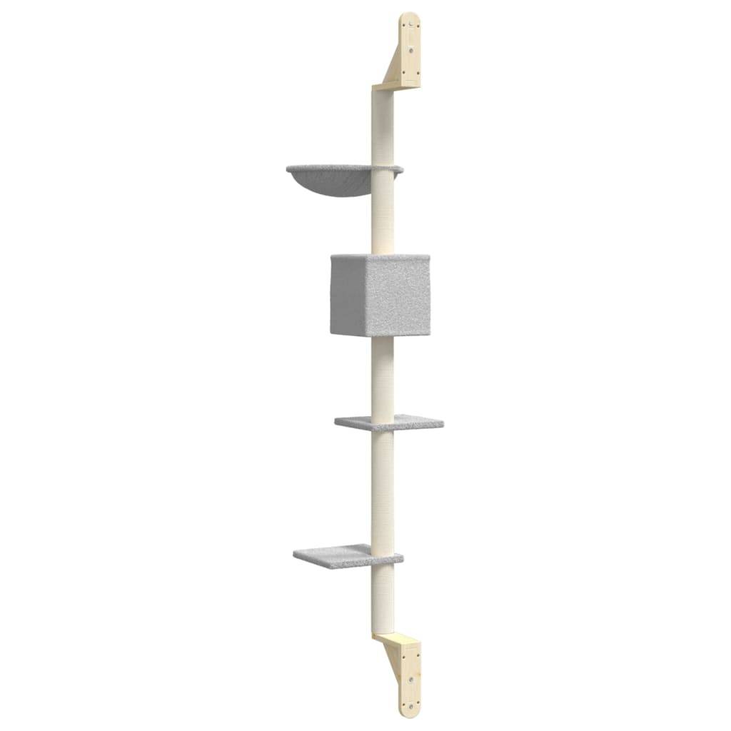 Arbre à chat mural bois et sisal gris clair 35 x 53 x 187 cm - PANGIVO - Image 6