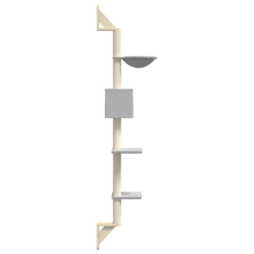 Arbre à chat mural bois et sisal gris clair 35 x 53 x 187 cm - PANGIVO - Image 5