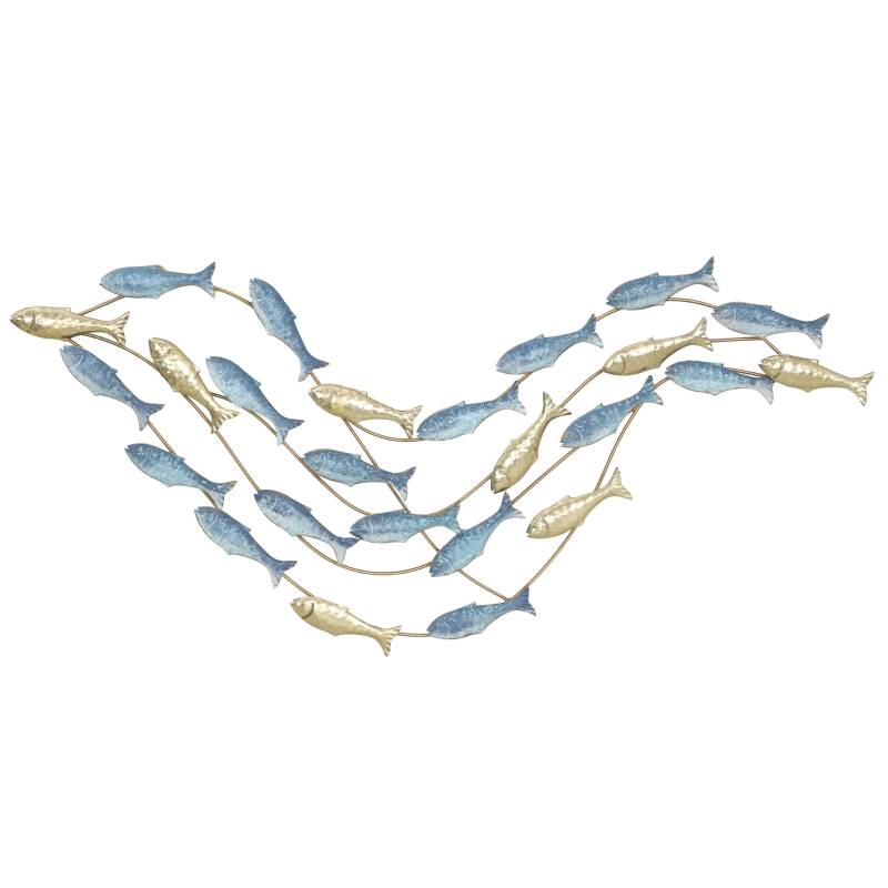 ComfortXL - Décoration murale poissons métal pour salon design moderne bleu clair 99,7x50,2cm - ComfortXL Outdoor Living - Image 2