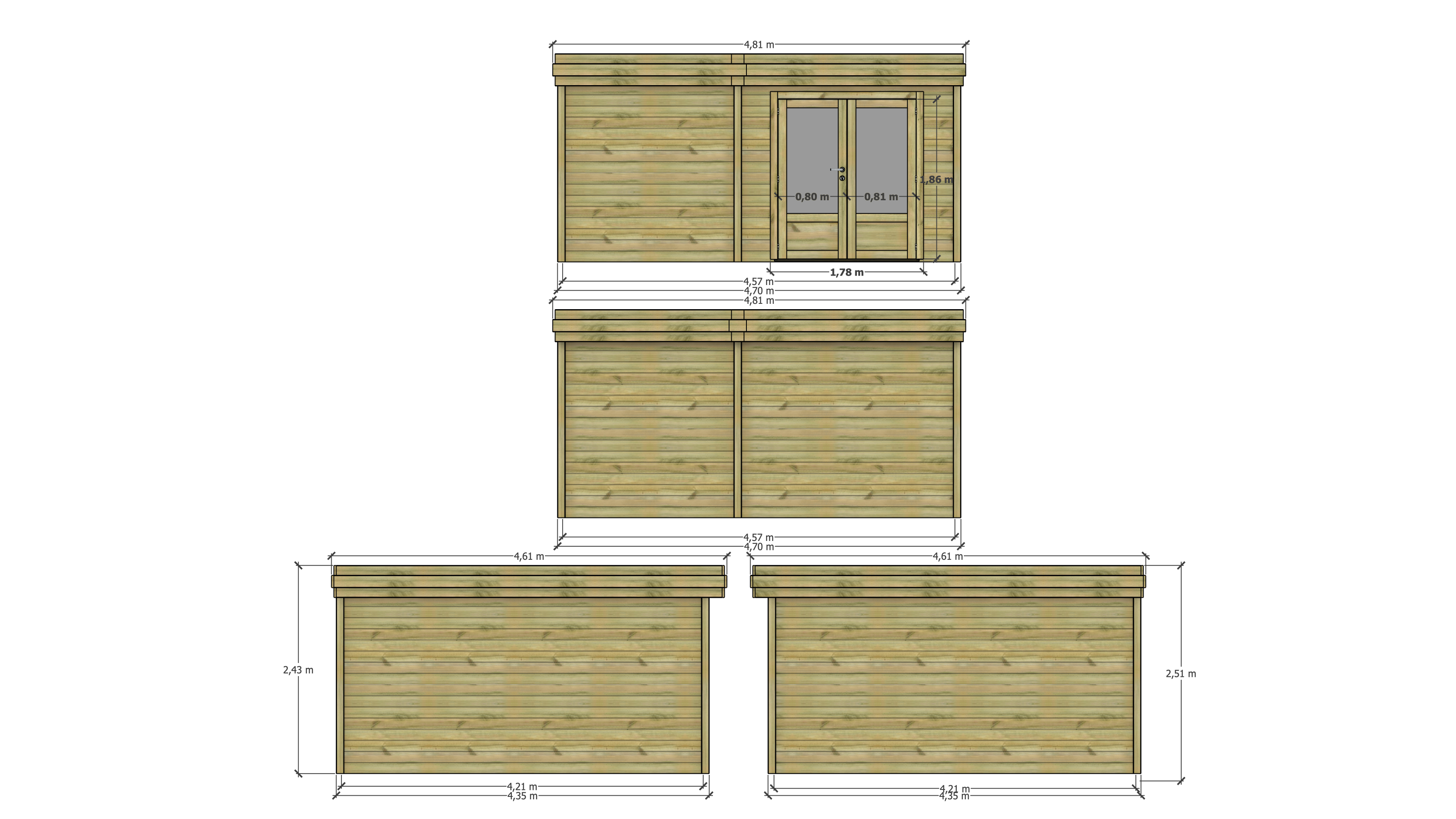 Abri Français - ABRI DE JARDIN bois Pin traité autoclave 27mm - 4,695x4,34m / 20m2 - Bac acier - Abri Français - Image 4