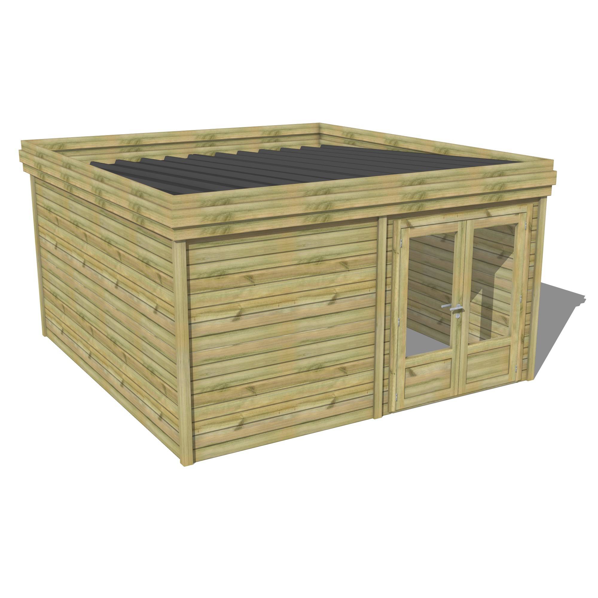 Abri Français - ABRI DE JARDIN bois Pin traité autoclave 27mm - 4,695x4,34m / 20m2 - Bac acier - Abri Français - Image 1