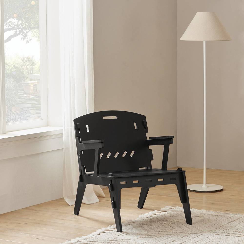 SoBuy Fauteuil Ergonomique pour Salon et Bureau, Structure à Tenons et Mortaises, Confortable, Hauteur d'Assise de 35 cm - Image 2