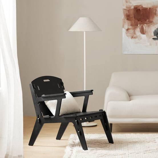 SoBuy Fauteuil Ergonomique pour Salon et Bureau, Structure à Tenons et Mortaises, Confortable, Hauteur d'Assise de 35 cm - Image 10