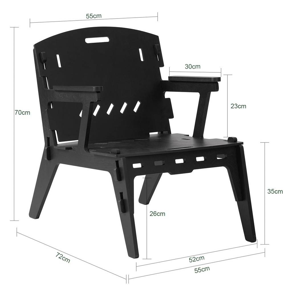 SoBuy Fauteuil Ergonomique pour Salon et Bureau, Structure à Tenons et Mortaises, Confortable, Hauteur d'Assise de 35 cm - Image 3