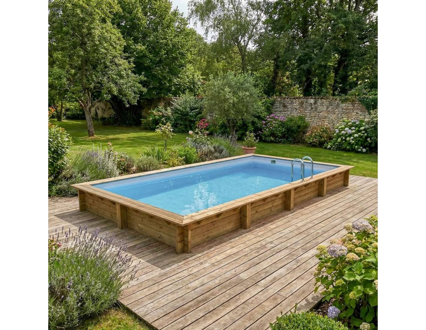 Altanka - Piscine hors sol en bois AQUA 8.5 x 4.35 - H.1.45 m, gris clair, fixations à visser - BAS7309OSPL2 - ALTANKA - Image 3