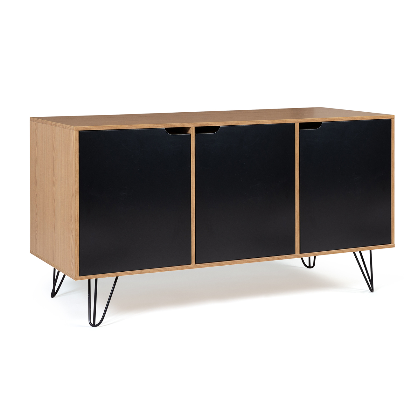 Buffet bas vintage 113 cm NOEMI 3 portes bois pied épingle - Image 2