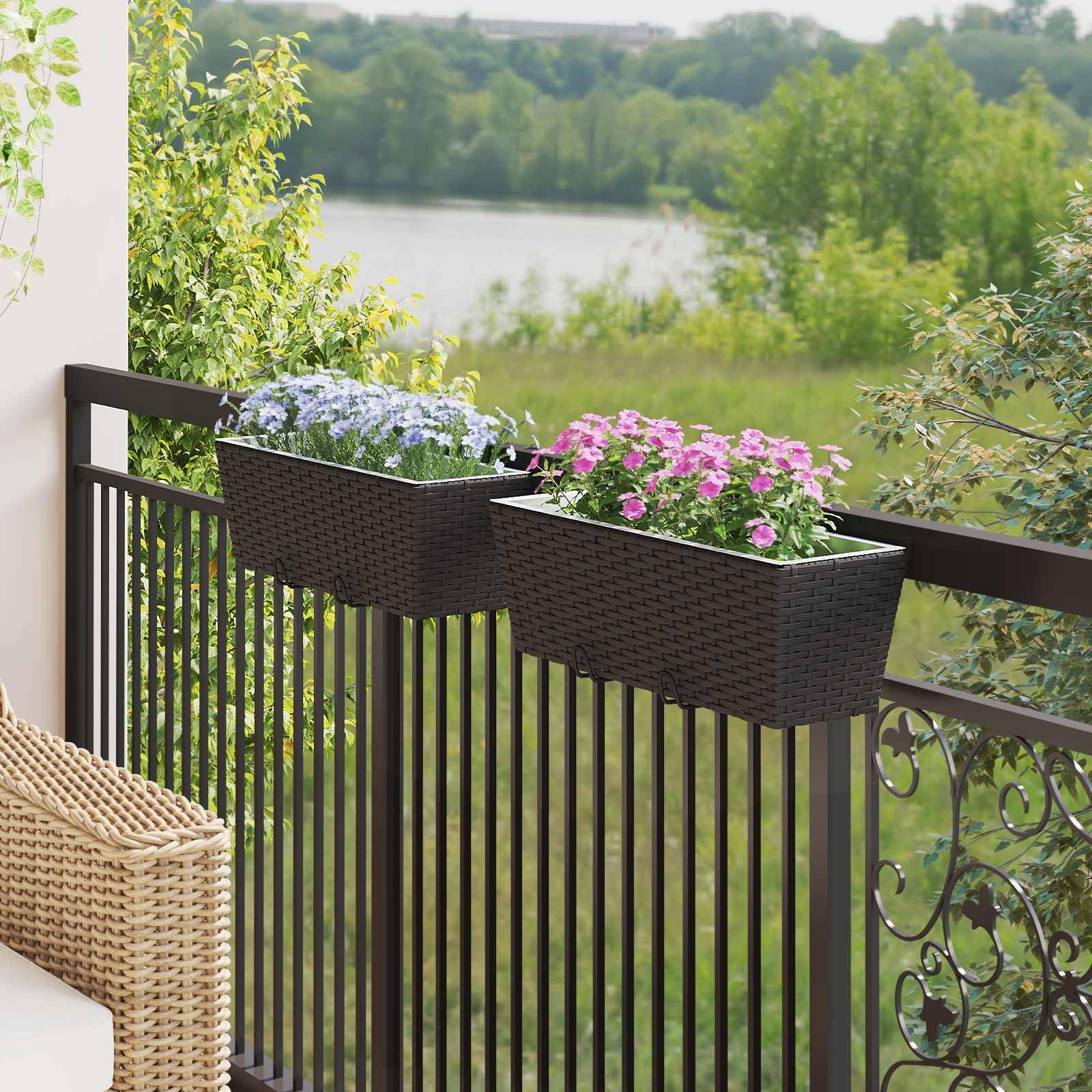 PANGIVO - Jardinière de Garde-Corps Métal Noir 50 x 17 x 17 cm (Lot de 2) - PANGIVO - Image 1