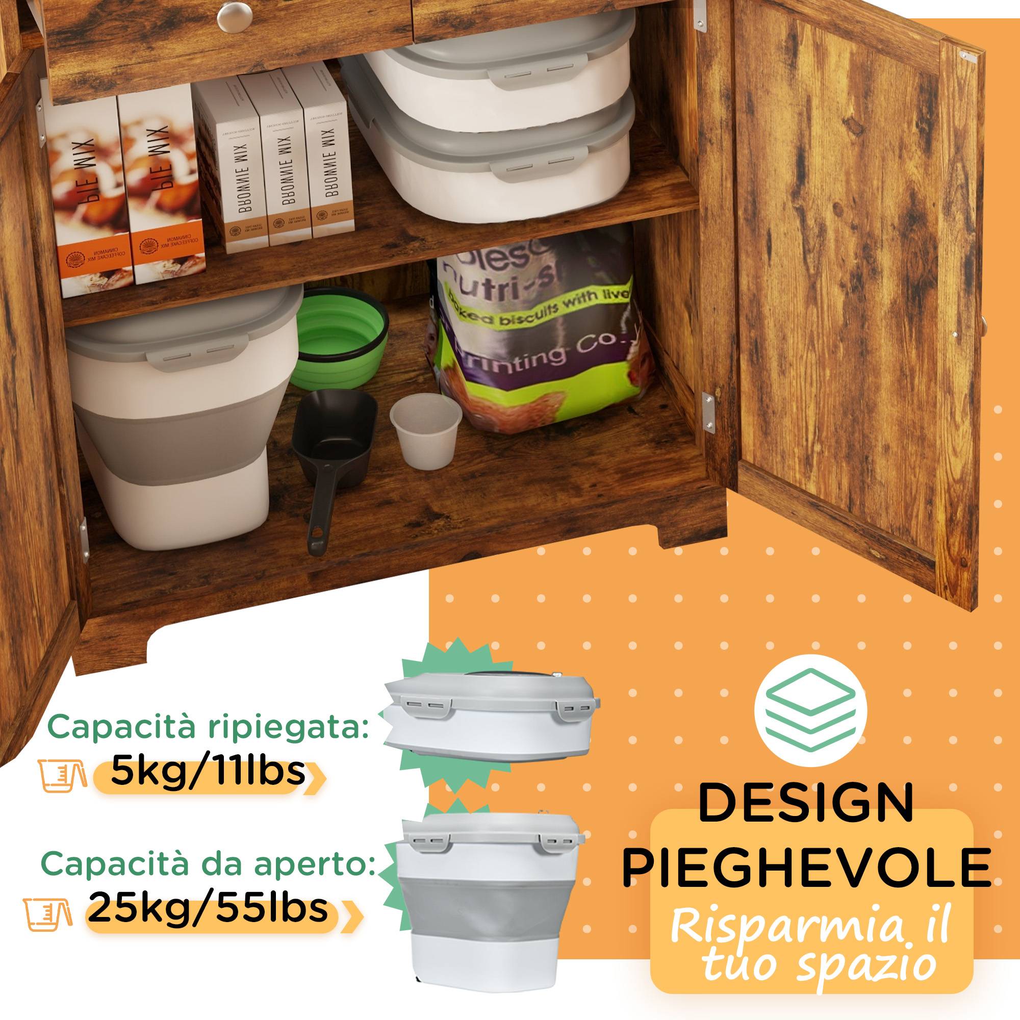 Conteneur pour croquettes pour chien, capacité 5-25 L, avec fermeture hermétique et compartiment déshumidificateur, en PP et TPE, 44 x 32 x 37 cm - Image 7