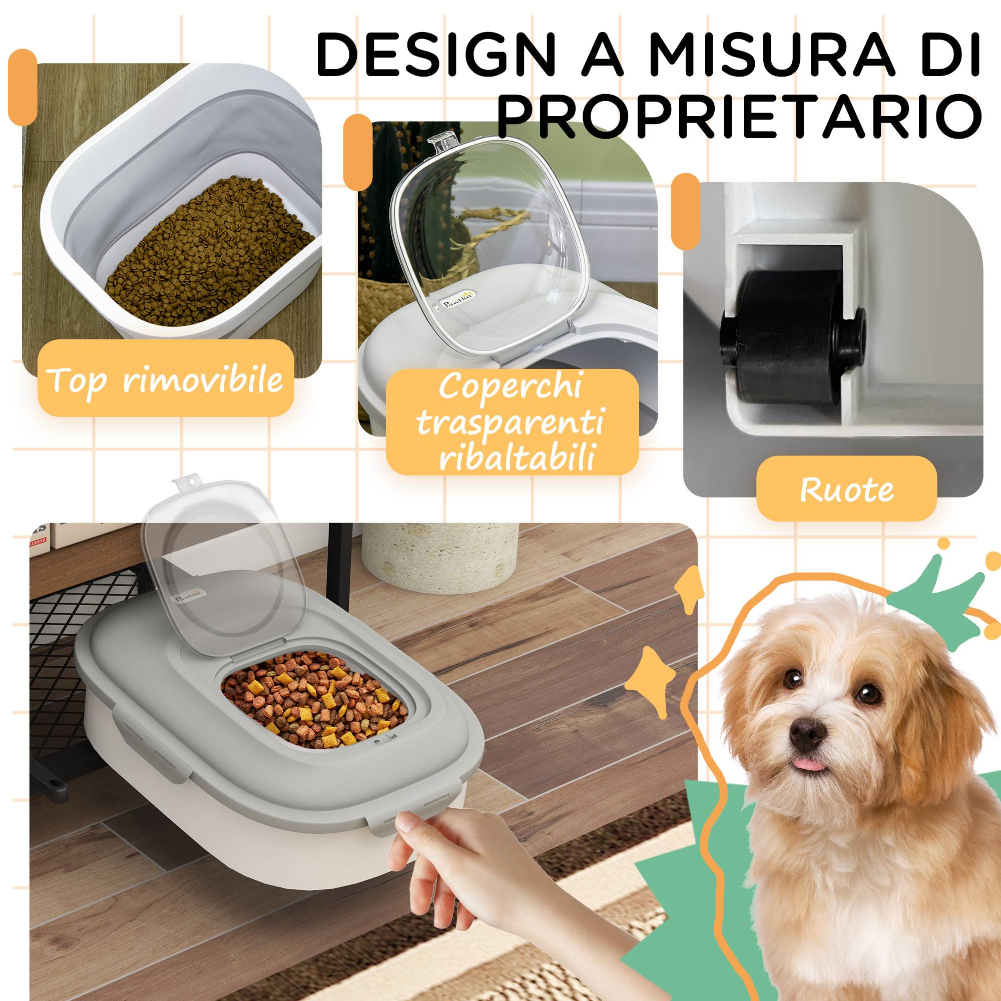 Conteneur pour croquettes pour chien, capacité 5-25 L, avec fermeture hermétique et compartiment déshumidificateur, en PP et TPE, 44 x 32 x 37 cm - Image 8