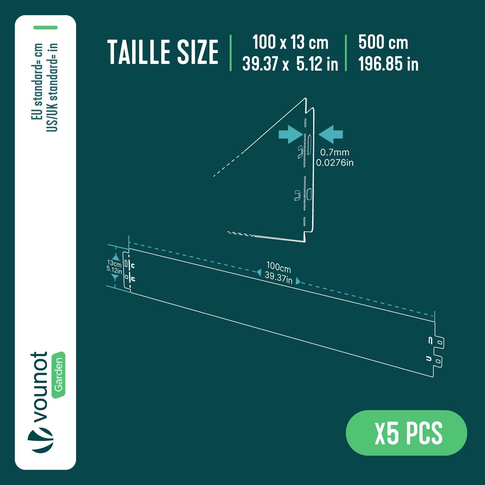 Vounot - Lot de 5 Bordure de jardin en métal flexible 100x13cm marron - clôture gazon antirouille 5m - VOUNOT® - Image 3